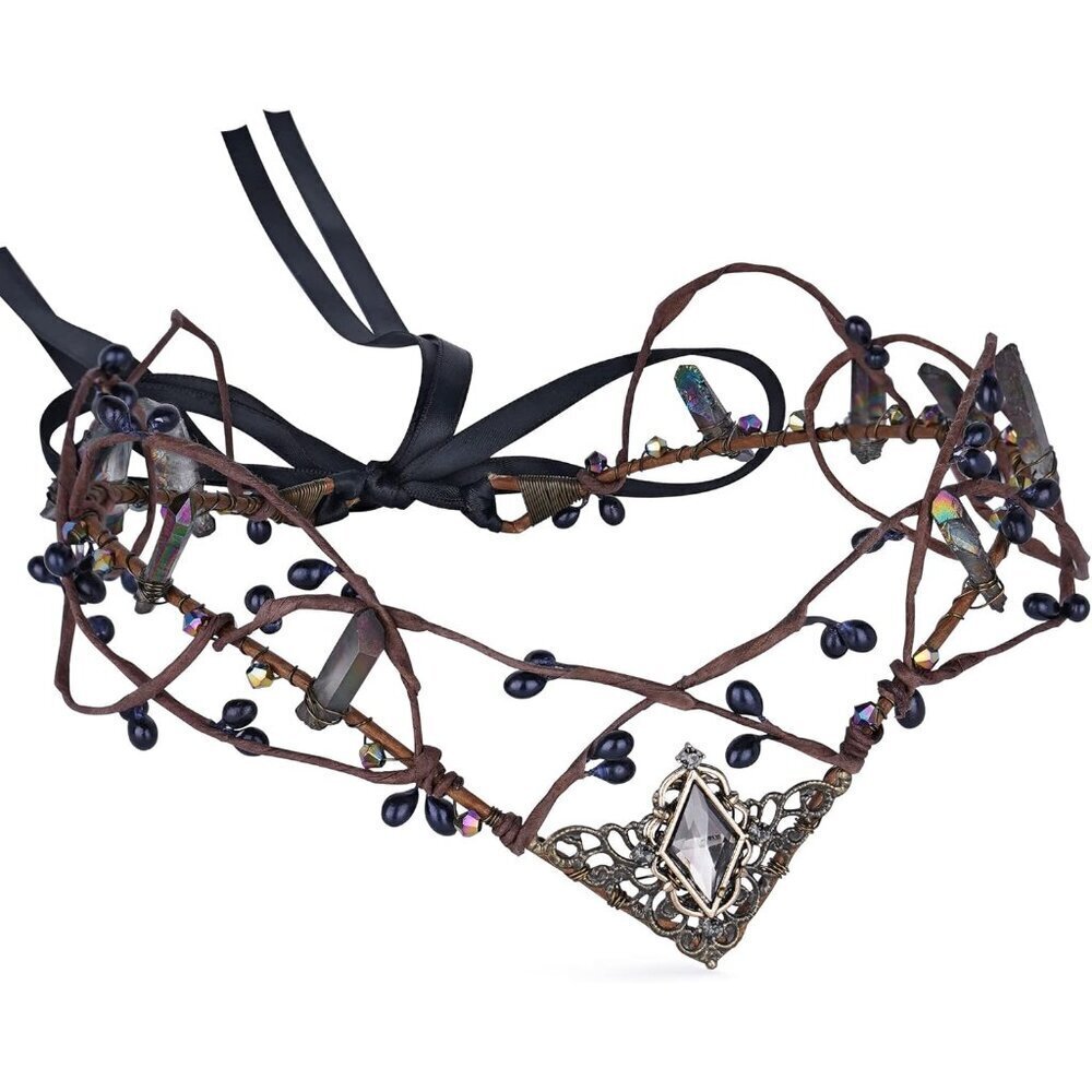 Elf Crystal Crown Tiara Fairy Headpiece Renaissance Cosplay Wedding